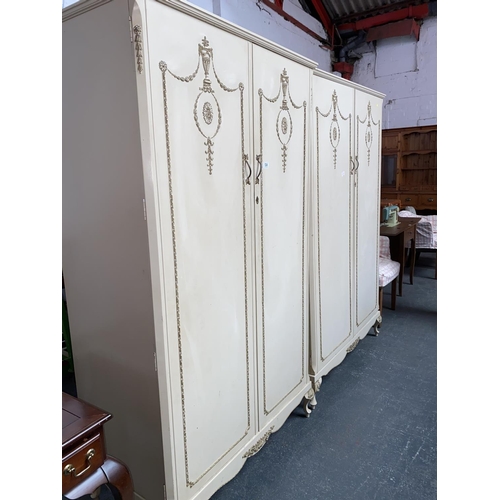 534 - Two painted double wardrobes