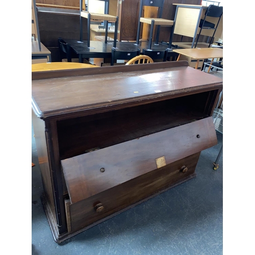 540 - A mahogany two drawer secretarie chest of drawers