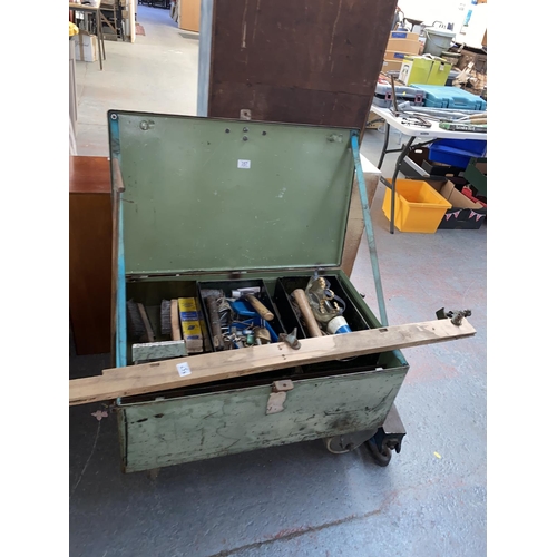 357 - A tool trolley, quantity of tools and a large vice