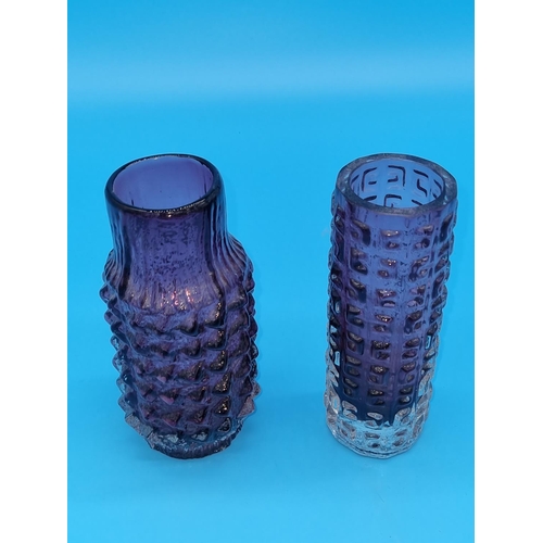 191 - A Geoffrey Baxter for Whitefriars 'Pineapple/Pinecone' vase in aubergine together with an aubergine ... 