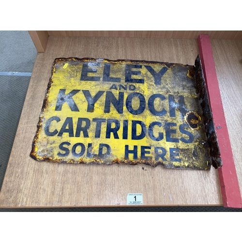 1 - A double sided enamel shop advertising sing for Eley and Kynoch gun cartridges (19 inches x 14 inche... 
