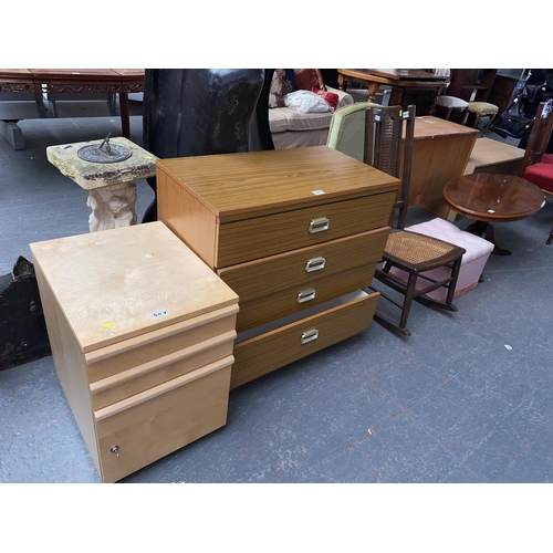 547 - Small furniture - coffee table, chest of drawers, rocking chair, cabinet etc.