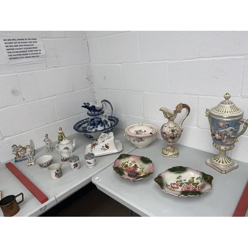 12 - Mixed china including Capodimonte urn and jug, Coalport 'Rosalinda' figurine, Royal Worcester etc.