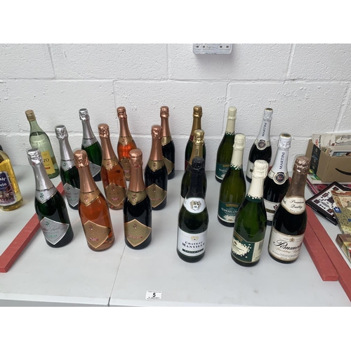 5 - 18 bottles of sparkling wines including Elderflower, Pieroth, Asti Martini etc.