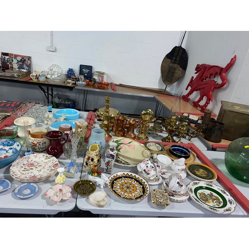 112 - A selection of mixed glass and china including Wedgwood, Buchan Pottery, Sylvac etc