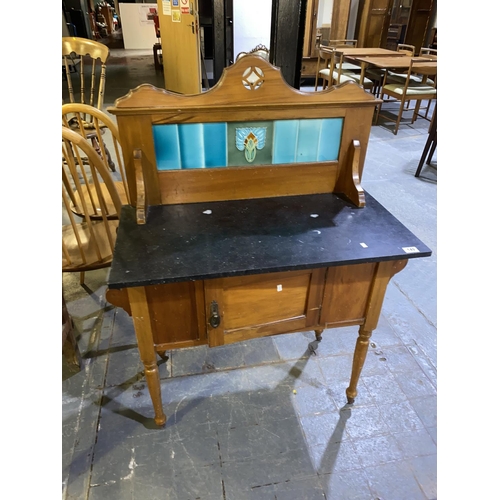 149 - A small pine, marble top washstand