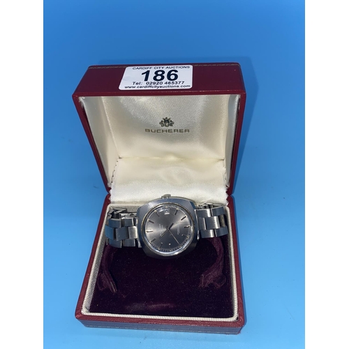 186 - A vintage Burcherer stainless steel gents watch