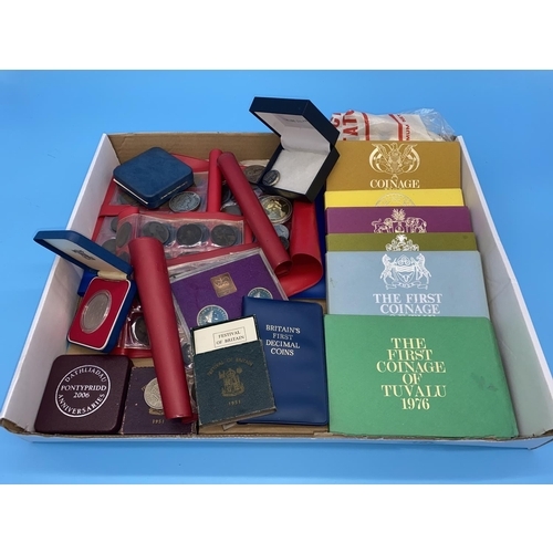 191 - The Royal Mint 1970's World coin sets, commemorative coins, old pennies etc