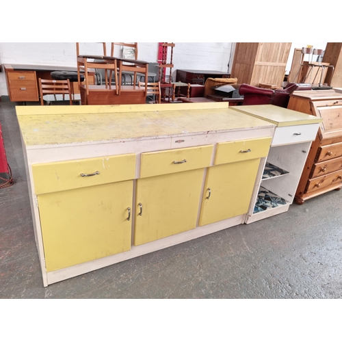 552 - A large and a small retro kitchen cupboard