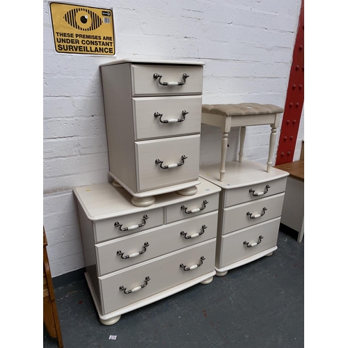 503 - Two chest of drawers, stool and a bedside cabinet