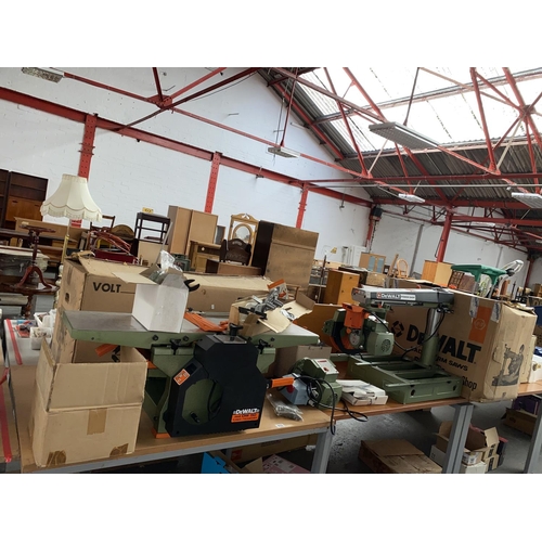 610 - A Dewalt DW125 powershop radial arm saw and a Dewalt DW50 thicknesser- planer- both new and boxed (p... 
