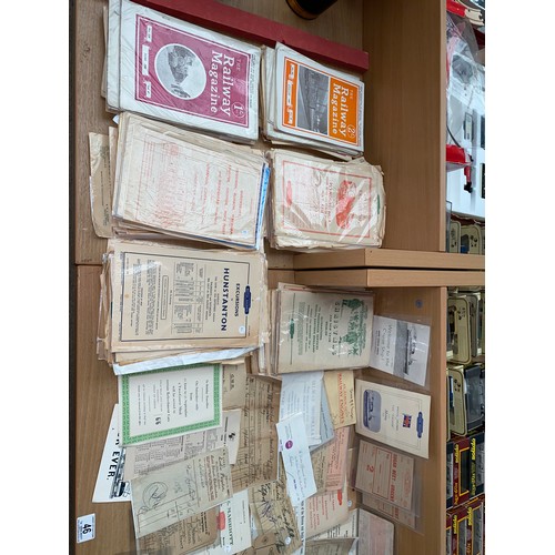 46 - A large collection of British railways excursions timetables, tickets, The Railway Magazine etc.