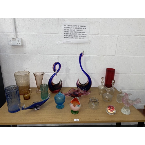 45 - A collection of art glass including Whitefriars etc.