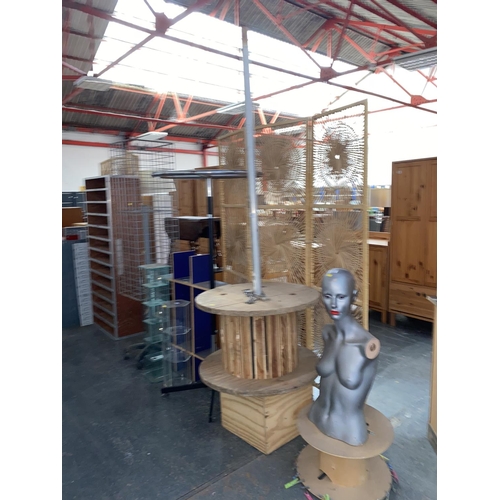 519 - A quantity of display furniture including mannequin, display cabinets etc.