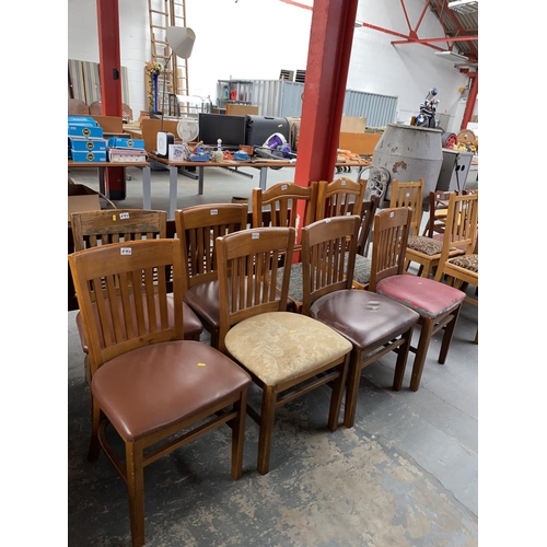 572 - a set of six oak pub chairs and a pair of oak pub chairs