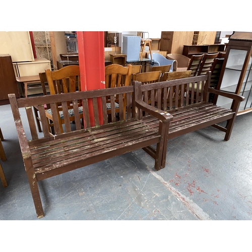 586 - Two wooden garden benches