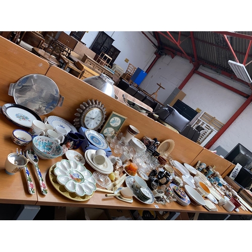 619 - Mixed miscellaneous china and glassware including Poole flan dish, Lustre etc.