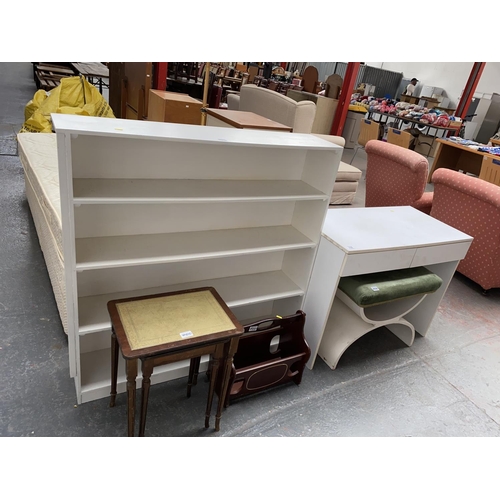 700 - Furniture to include dressing table with stool, bookcase etc.