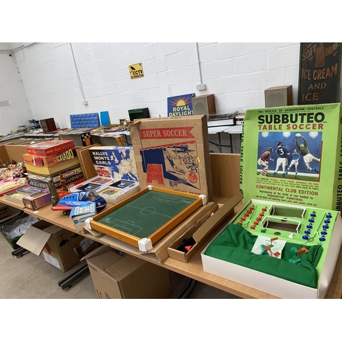 15 - Vintage Subbuteo table soccer, Rallye Monte Carlo game, boxed board games, Airfix skeleton, tin plat... 