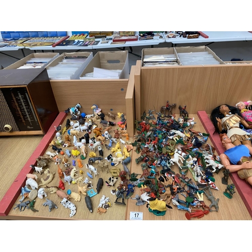 17 - Plastic animal figures, toy soldiers, cowboys and indians etc.
