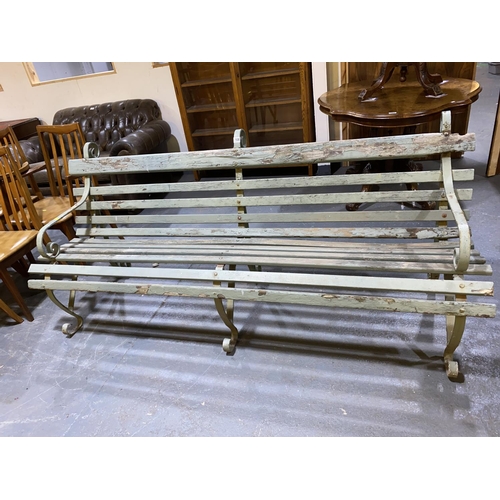 108 - A Victorian wrought iron and timber garden bench