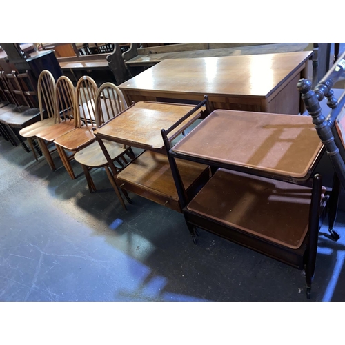 117 - Four Ercol dining chairs and two teak drinks trolleys