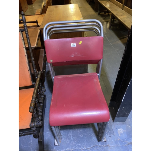 119 - Four vintage Du-Al metal frame stacking chairs