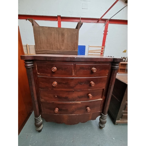 351 - A mahogany bow fronted two over three chest of drawers