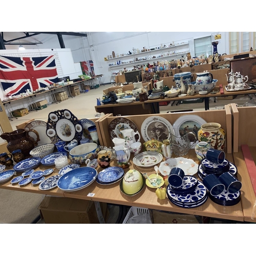 13 - Mixed glass and china including Lustre jugs, Carltonware, Danish blue & white china etc.