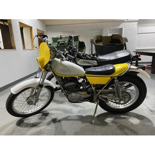 137 - A 1974 Yamaha TY 250 running- new tyres and mud guards, engine no. 434-016228 , chasis no  434-01622... 