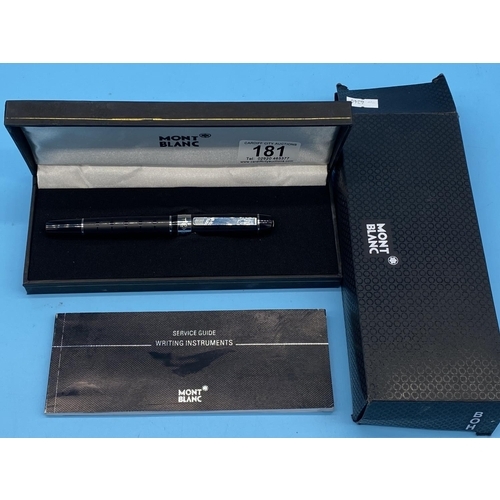 181 - A Mont Blanc ballpoint pen in original box with service guide