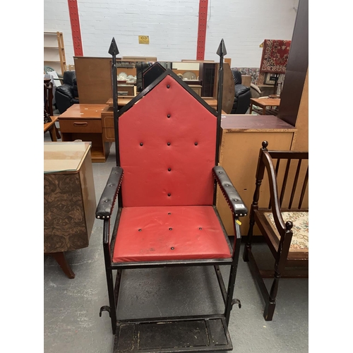 479 - A bench seat and Eisteddfod type throne chair