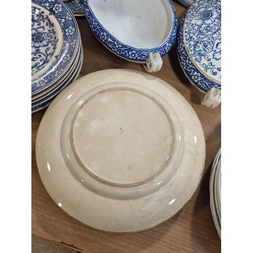 36 - A large collection of blue and white china