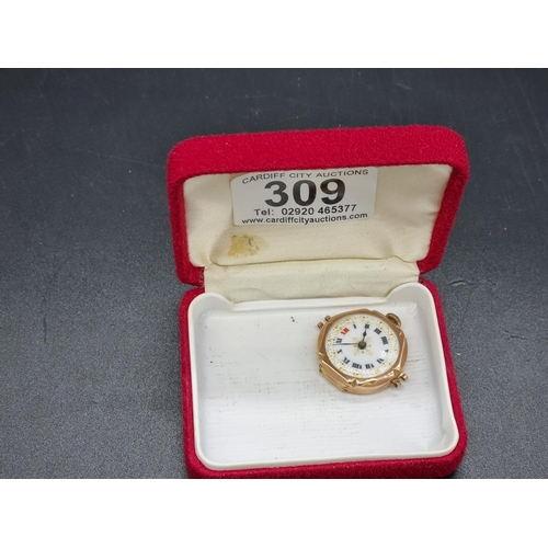 309 - A ladies 9k gold watch (no strap)
