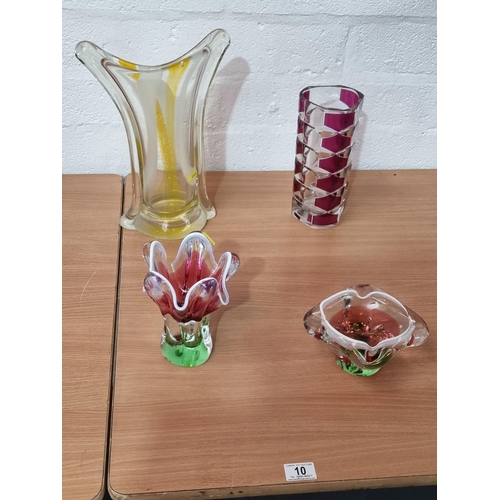 10 - Four pieces of Art glass