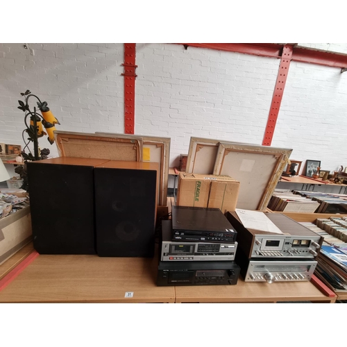 31 - A pair of Wharfedale speakers, boxed Rotel tape deck, Pioneer tape deck, Sony stereo deck and an Ams... 