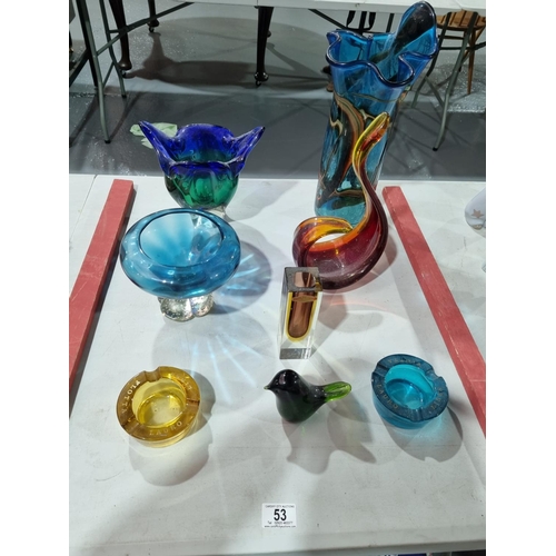 53 - A collection of art glass to include Murano