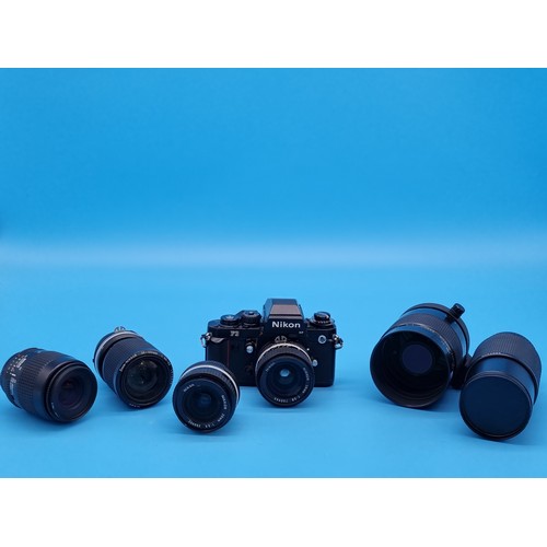 201 - A Nikon F 3 Camera with the following Nikon lenses - Nikon 28mm, Nikon Lens Series E zoom 70-210mm, ... 