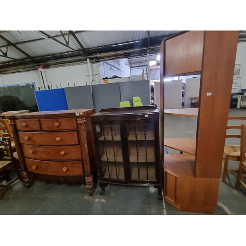 778 - A G Plan corner cabinet, mahogany display cabinet, and a mahogany 2 over 3 chest of drawers