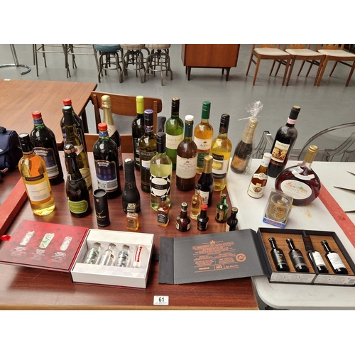 61 - A selection of alcohol to include port, sherry, vodka, etc