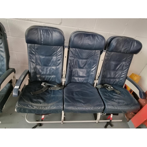 155 - A set of three leatherette aircraft passenger seats