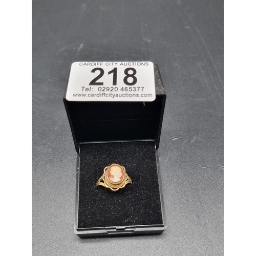 218 - A 9k gold Cameo ring (total weight 3 grams)