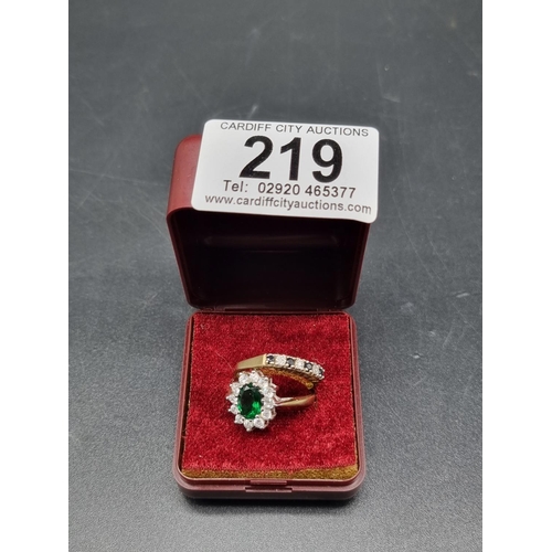 219 - A 9k gold and sapphire eternity ring and a 9k gold ladies dress ring (5.3 grams including stones)