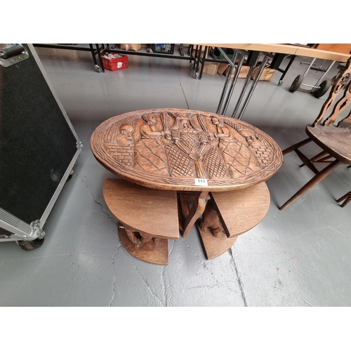 112 - A carved African elephant table/nest