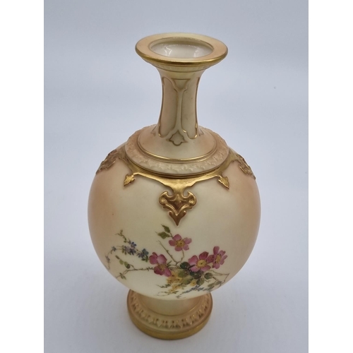 269 - A Royal Worcester Blush Ivory hand painted and gilded vase - 10 inches high - perfect condition