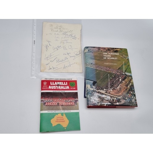 199 - A 1972 Llanelli V New Zealand rugby programme complete with the signatures of the All Black squad an... 