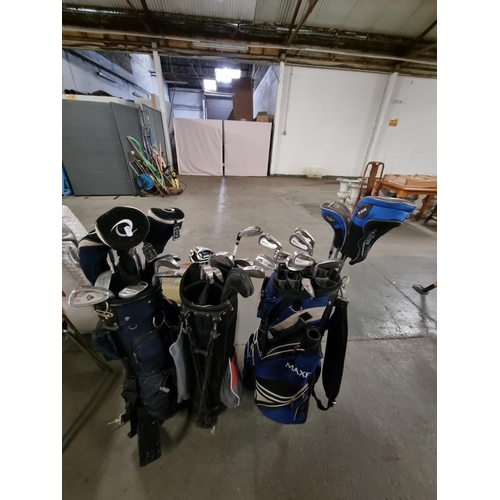 576 - 3 Sets of golf clubs and bags to include Dunlop, Slazenger and Maxfli, etc