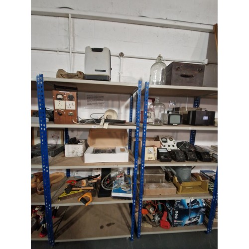 708 - Collection of vintage tools and electrical items to include projectors, battery chargers, video proc... 