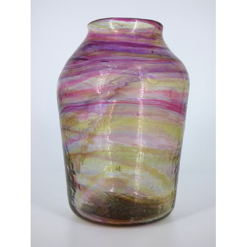 1 - Hartley Wood Streaky vase circa 1930 with pink, amber and purple tones.
Height 18.5cm.