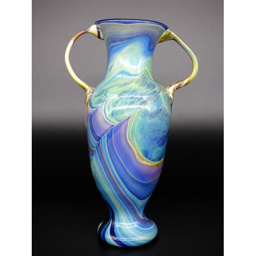 34 - Murano Chalcedony vase with handles, late 20th Century.
Height 23cm